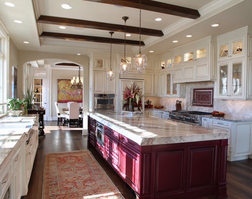 Colorado Kitchen painted in White and Burgundy