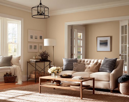 Living room painted in Beige Sand color scheme