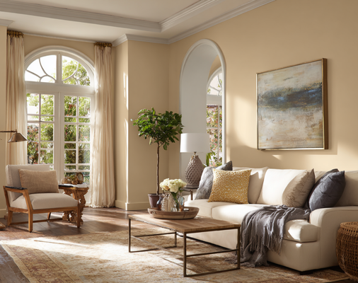 Living room painted in Golden beige