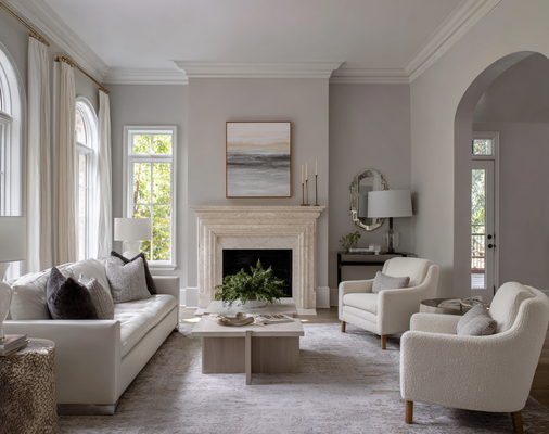 living room painted in the color Pale Dove Gray.