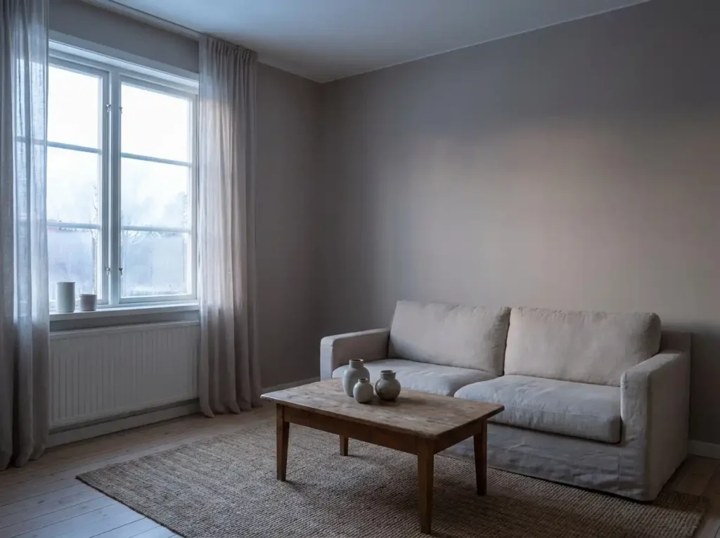 The same style of east-facing room with cooler indirect light in the afternoon