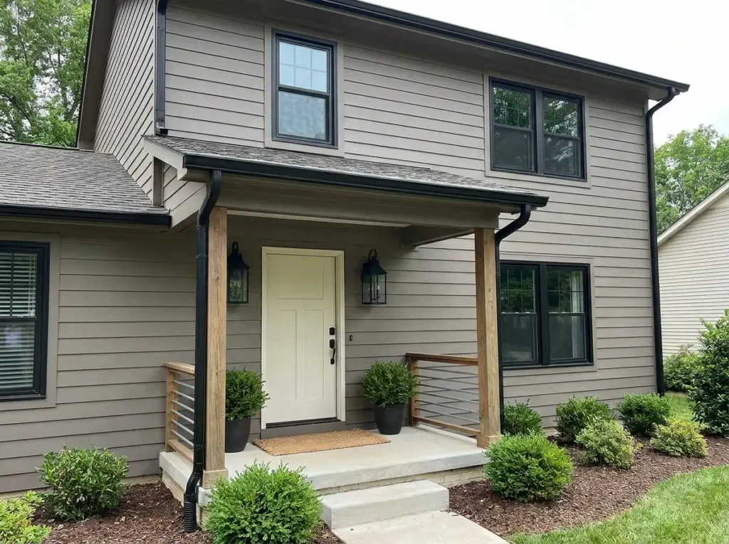 home exterior with an off-white front door