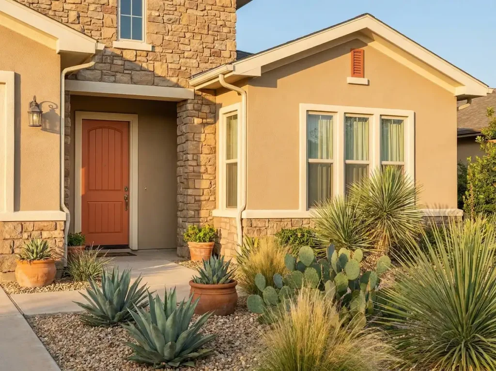 home with a terracotta orange front door