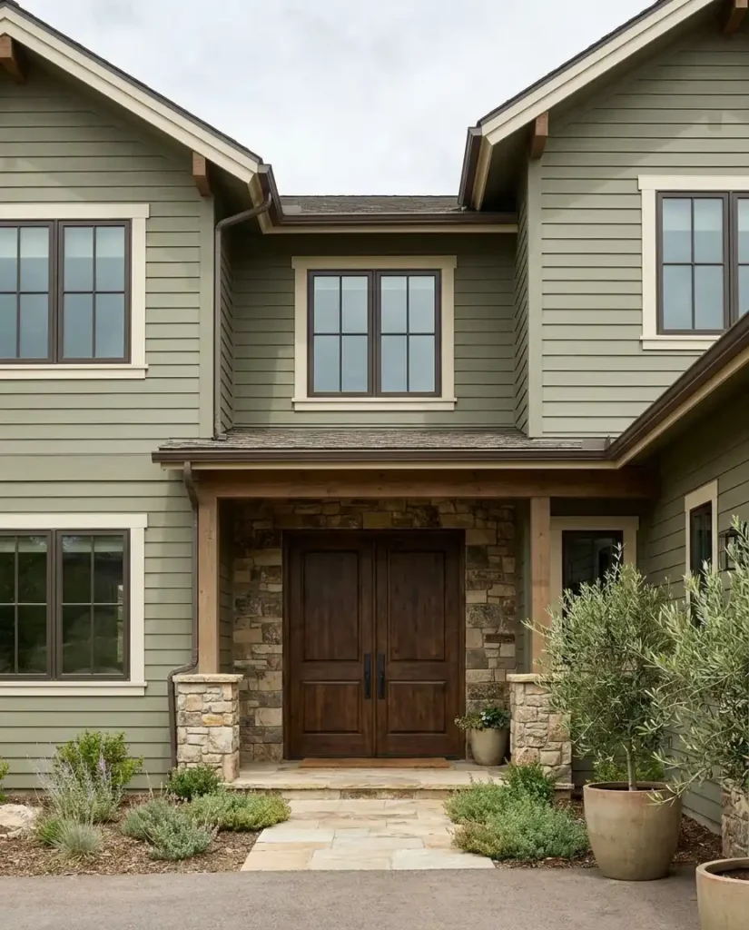 Exterior Paint Colors for Luxury Colorado Homes - Olive Green and Mountain Sage