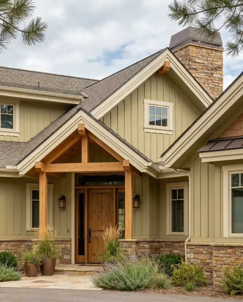 Exterior Paint Colors for Luxury Colorado Homes - Prairie Grass and Soft Gold Neutrals