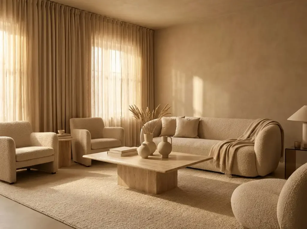 Color Drenching in Beige - Living Room
