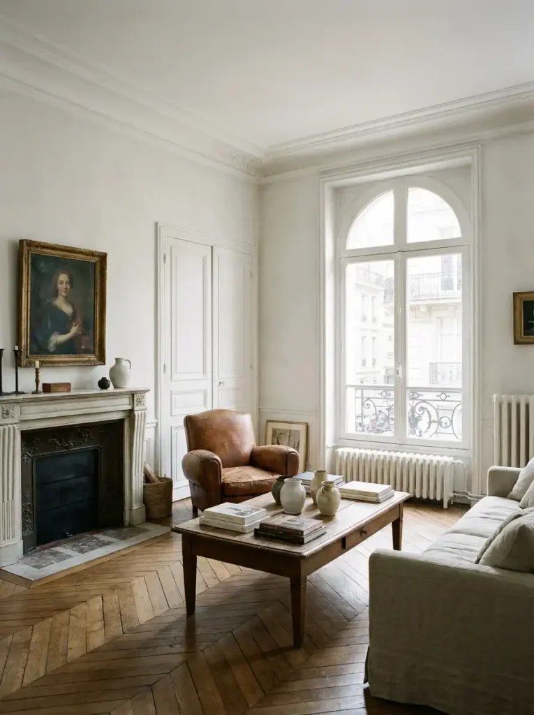 European Living Room in Mineral White