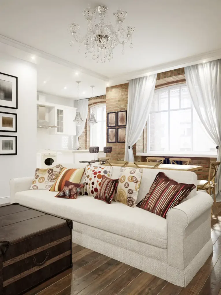 European Living Room with Brick