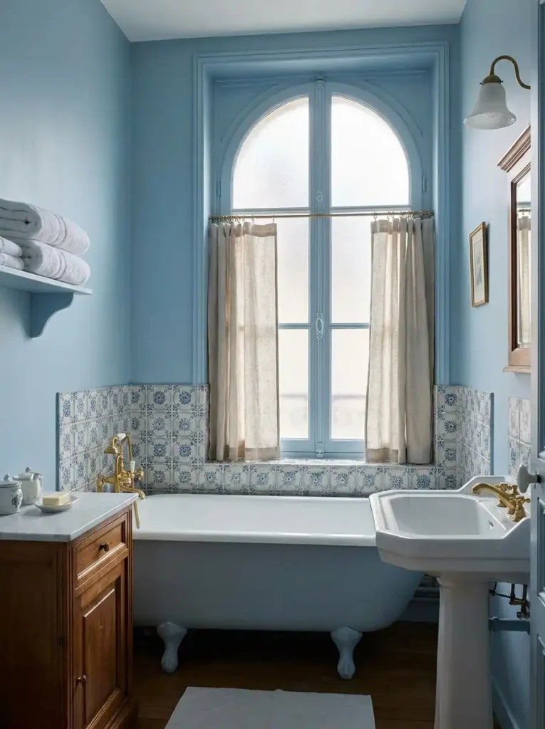 Soft Blue European Bathroom