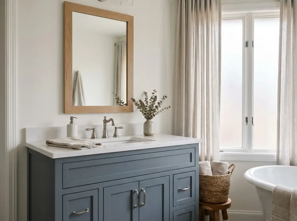 dusty blue cabinets