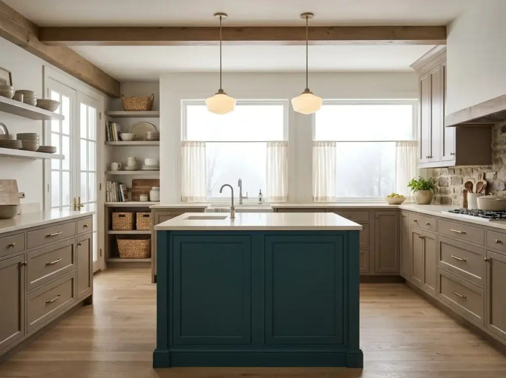 navy and teal cabinets