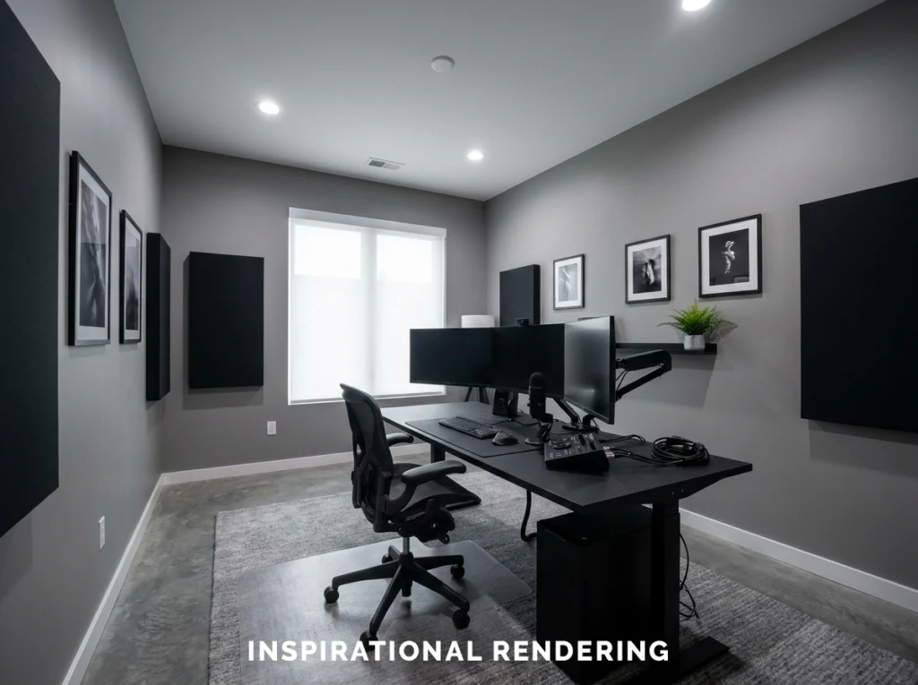 Black Wood and Amber Lighting Streaming Room