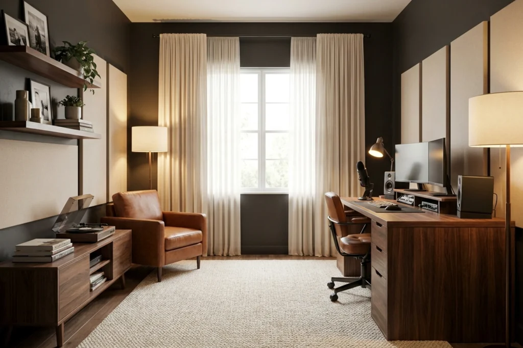 Charcoal Cognac and Cream Content Creation Room