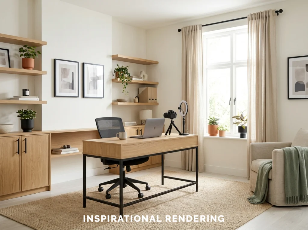 Off White Light Oak and Black Streamer Room