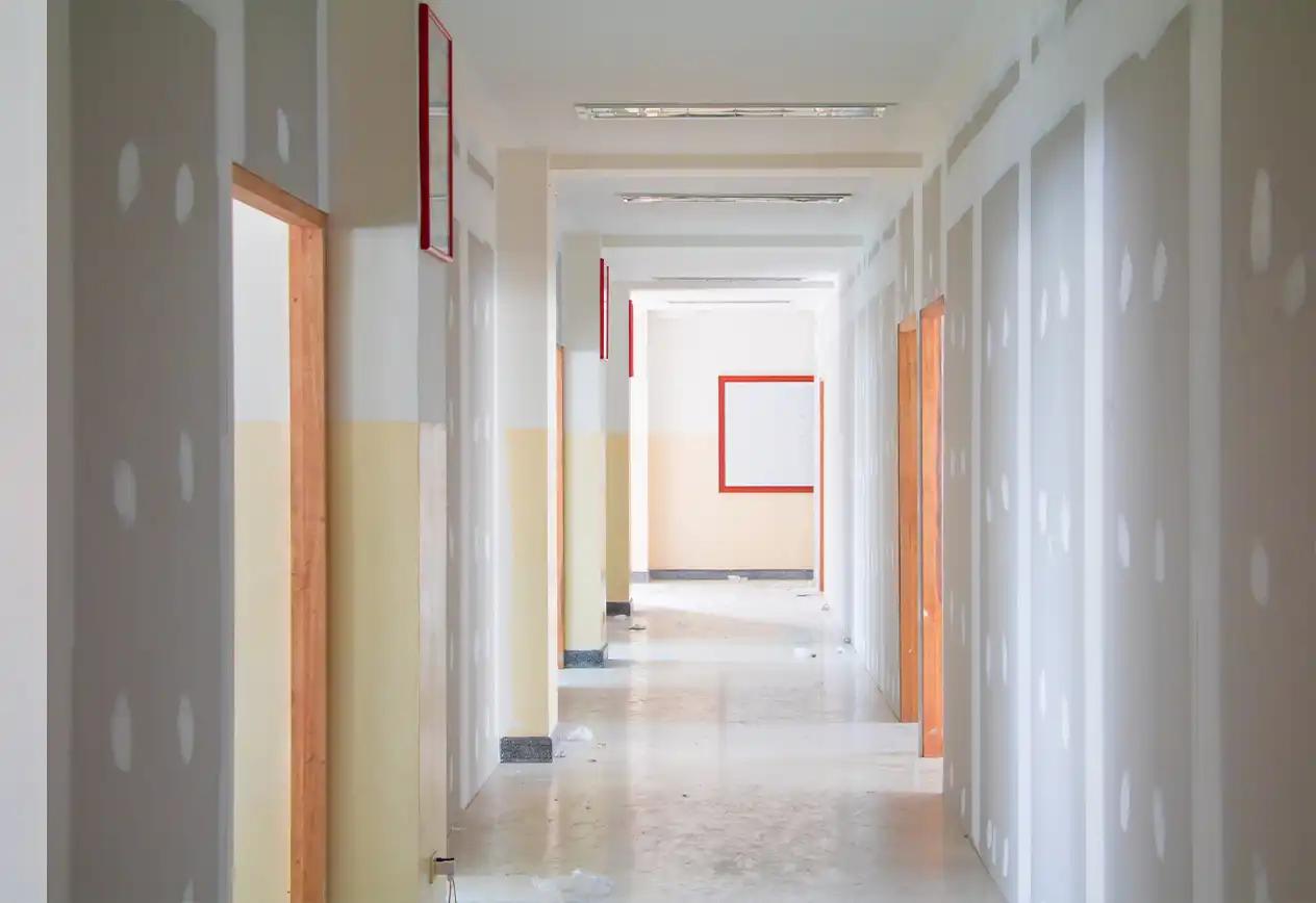 Office Hallway in process of being painted