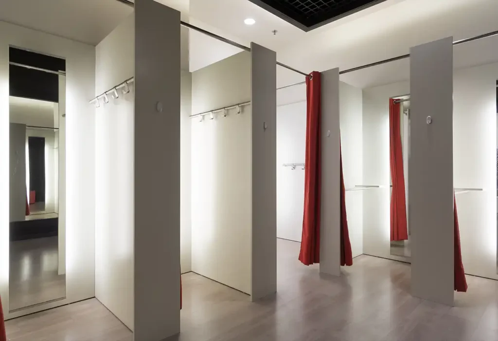 newly painted dressing room in retail store